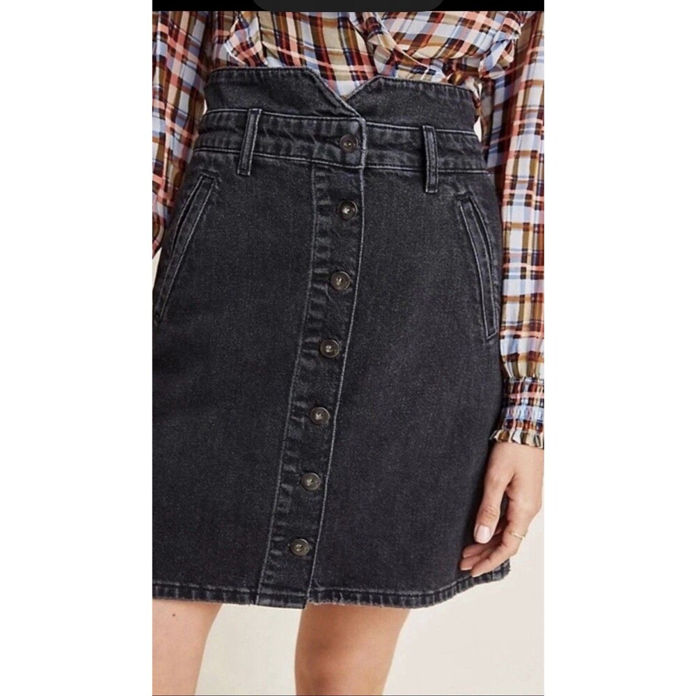 Anthropologie Pilcro & The Letterpress Skirt Size 4 Black Button Down Denim